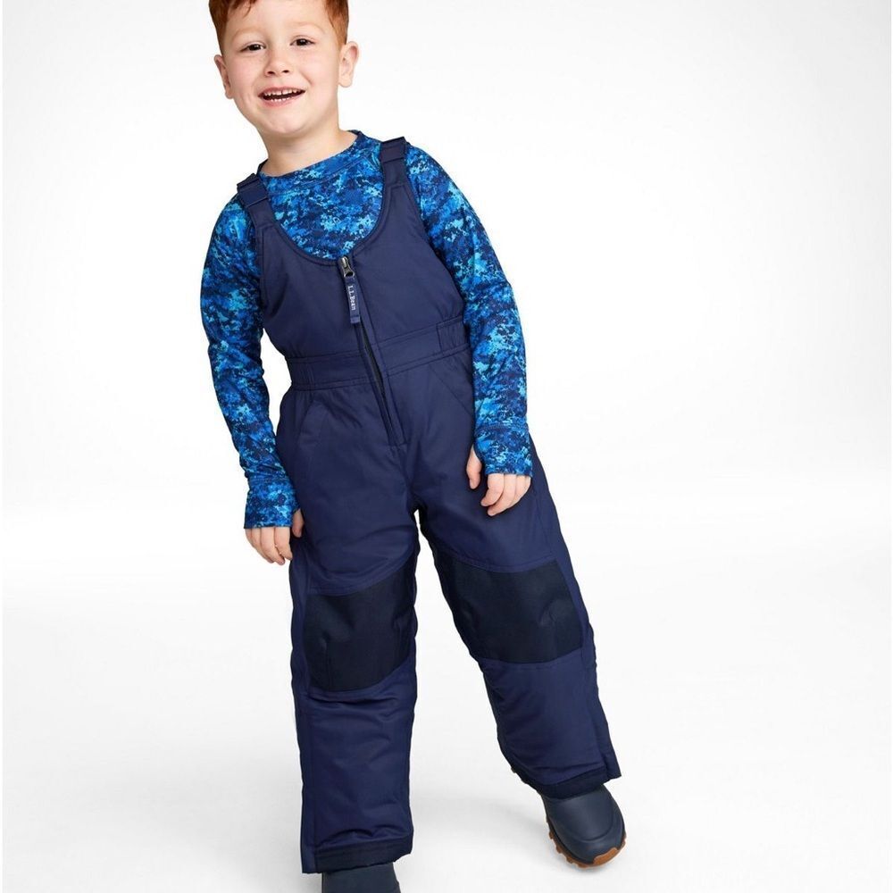 LL Bean Kids' Cold Buster Navy Snow Bibs Overalls Size 10